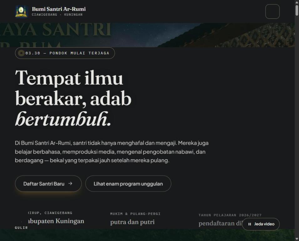 Pembuatan Website Pondok Pesantren Bumi Santri Ar Rumi